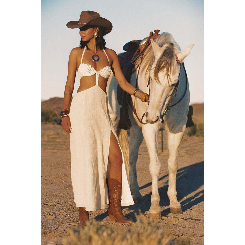 12th Tribe Bella Donna Cream Braided Maxi Dress Size SS